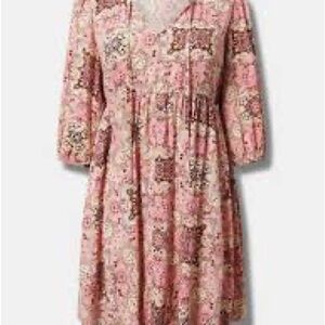 Torrid Pink and Cream Floral Mini Dress